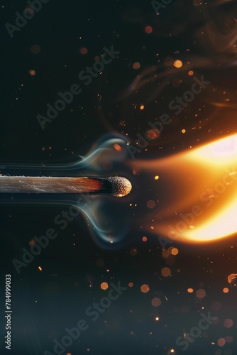 Photo of  a match head starting its combustion process