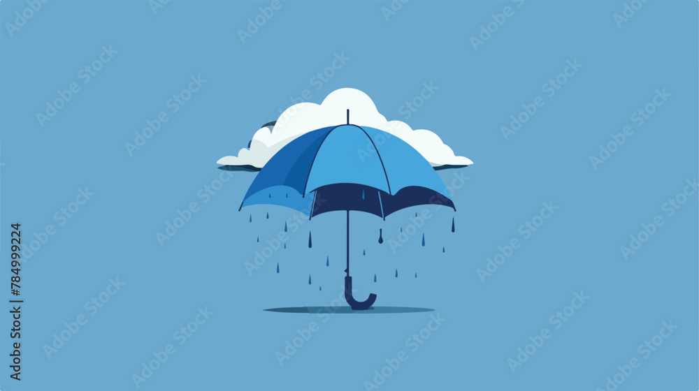 Cloud  Umbrella Icon on blue color. Flat vector isolated