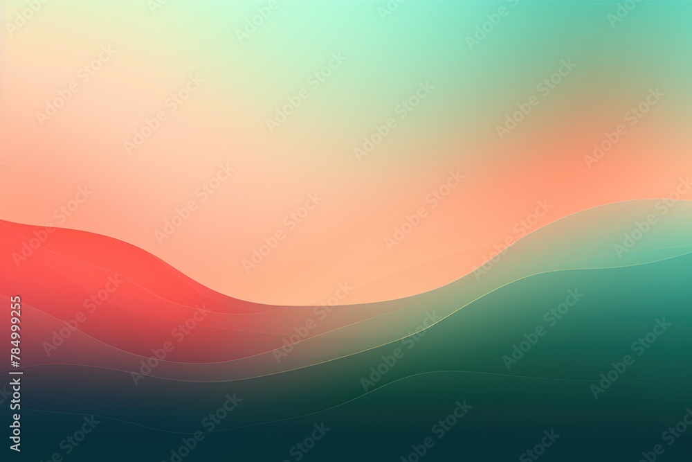 Abstract coral and green gradient background with blur effect, northern lights. Minimal gradient texture for banner design. Vector illustration