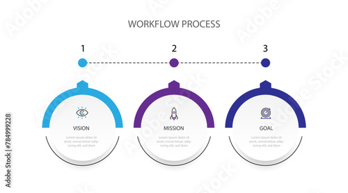 Infographic template vector with 3 step line connected 
