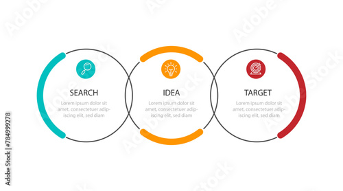 Infographic template vector with 3 step circle line connected