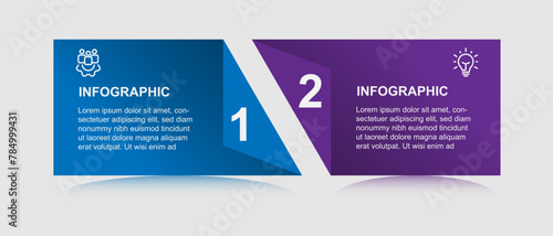 2 step infographic template with paper style