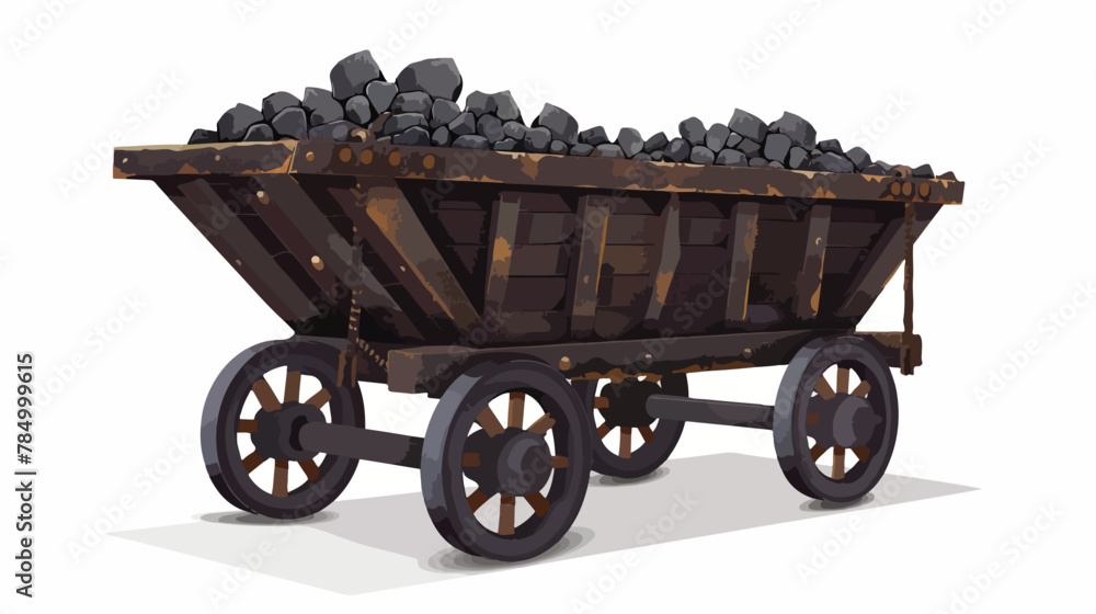 Coal-carrying cart once used in an ancient mine Flat