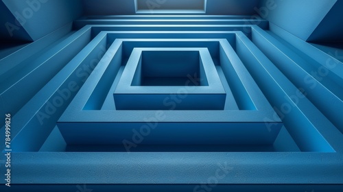 Blue variant of a 3D square modern illustration