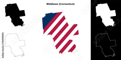 Middlesex County (Connecticut) outline map set photo