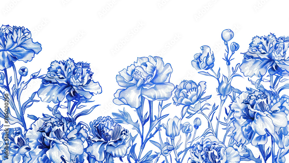Obraz premium PNG Vintage drawing carnation border sketch illustrated porcelain