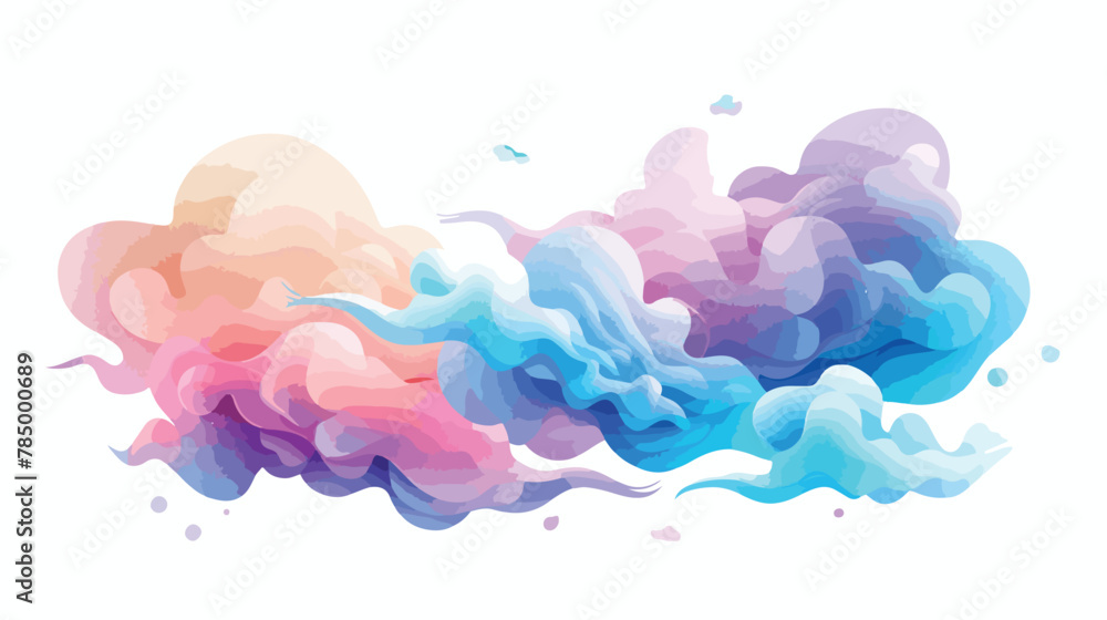 A multicolored rainbow of pastel colors with clouds.