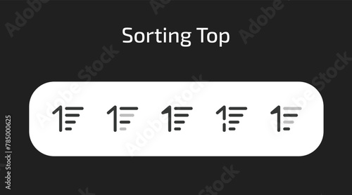 Sorting Top icons in 5 different styles as vector	