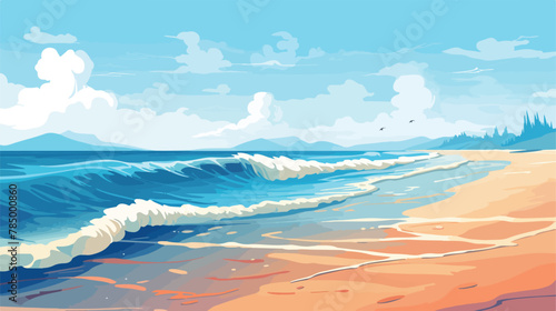 A peaceful beach scene with waves gently lapping