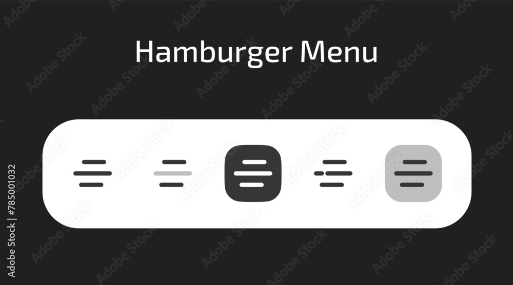 Hamburger Menu icons in 5 different styles as vector Hamburger Menu icons in 5 different styles as vector