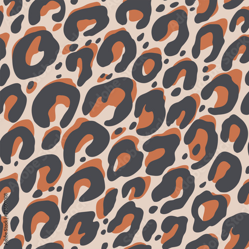 Seamless pattern of leopard spots for baby fabric. Brown spots like a leopard are scattered throughout the fabric. Flat vector illustration.