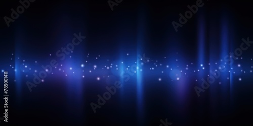 Abstract glowing light indigo bokeh on a black background with empty space for product presentation, in the style of vector illustration design