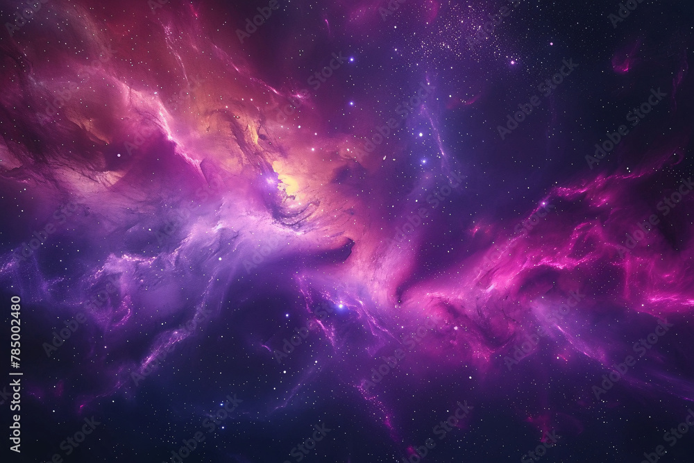 Colorful cosmic nebula shrouded in space dust, celestial wonders cosmic starry sky concept illustration - obrazy, fototapety, plakaty 