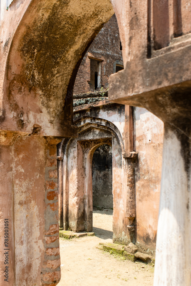 Fototapeta premium Old ruined houses in the deserted city Panam Nagar (Panam City) in Bangladesh, Asia