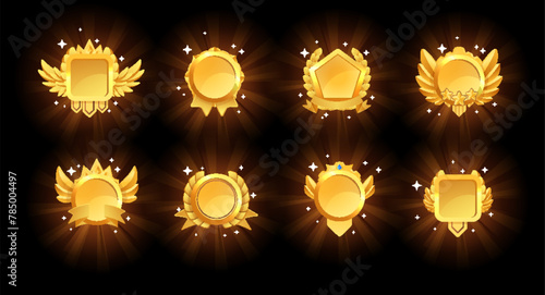 Shining gold medals set with light and sparkles.