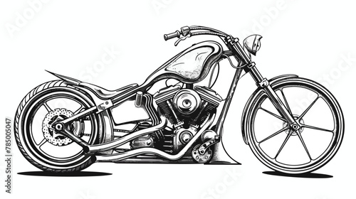 A small chopper is a classic. Vector black and white