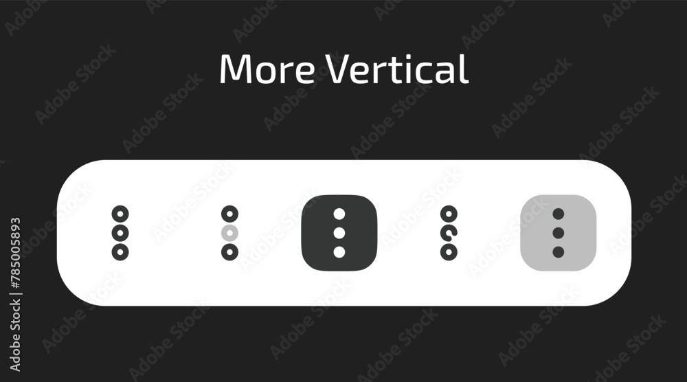 More Vertical icons in 5 different styles as vector More Vertical icons in 5 different styles as vector