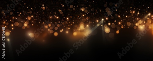 Abstract glowing light tan bokeh on a black background with empty space for product presentation, in the style of vector illustration design 