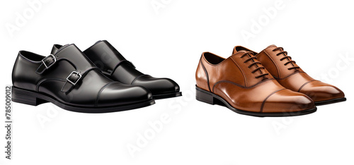 Stylish Brown Shoes for men, Brown comfortable footwear leather shoes isolated PNG transparent