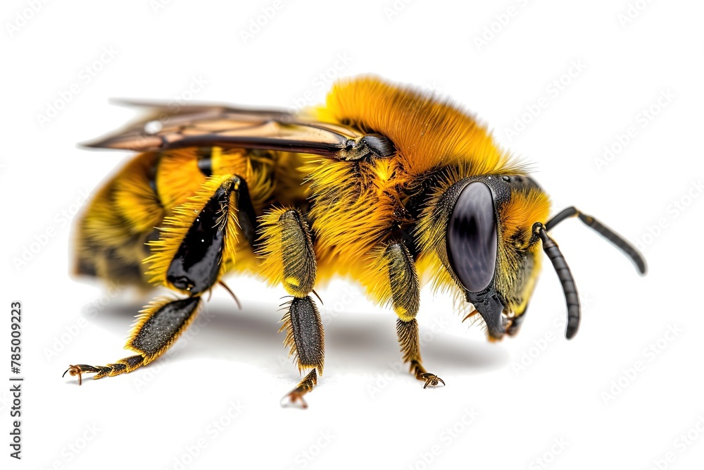 Mystic portrait of Leafcutter Bee on flower essence, beside view, full body shot, Close-up View, Mystic portrait of Leafcutter Bee on flower essence, beside view, full body shot, Close-up View,