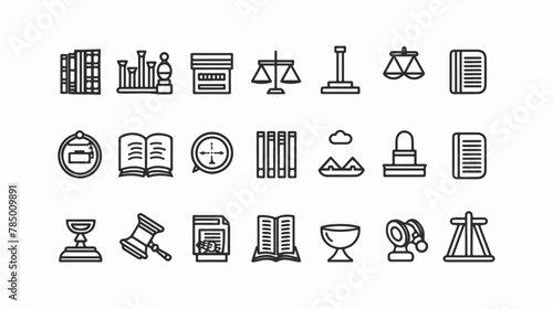 Legal law lawyer and court thin line art icons