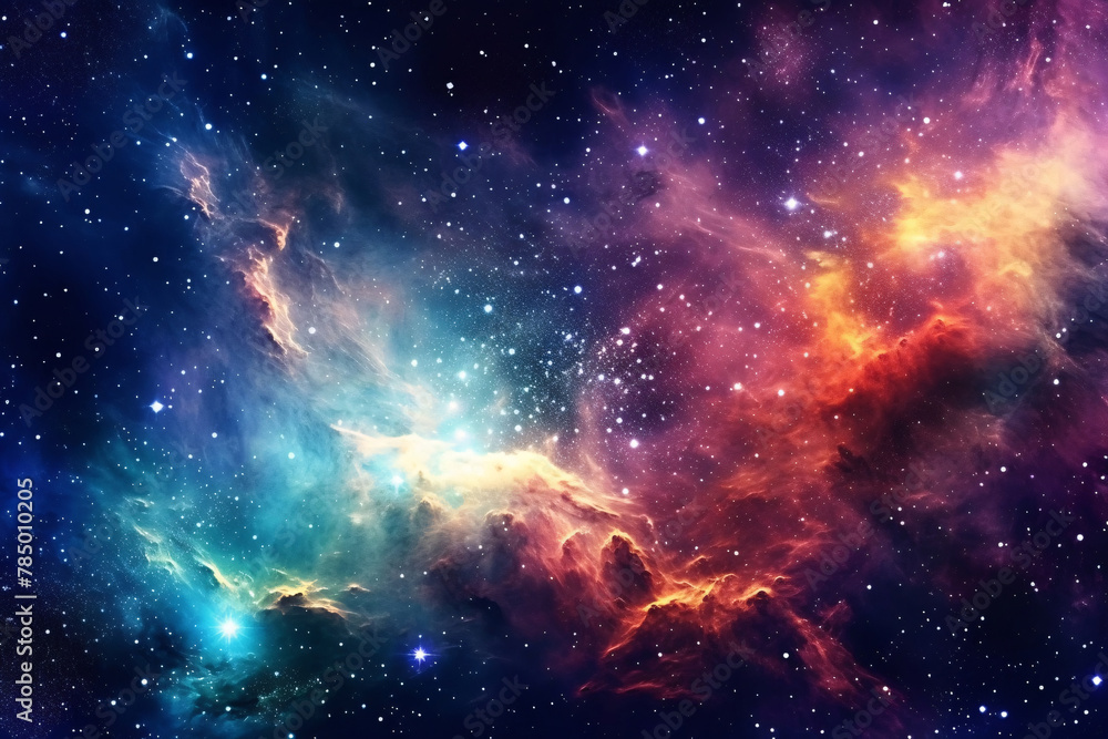 3D rendering of beautiful universe in outer space, cosmic galaxy sci-fi space background