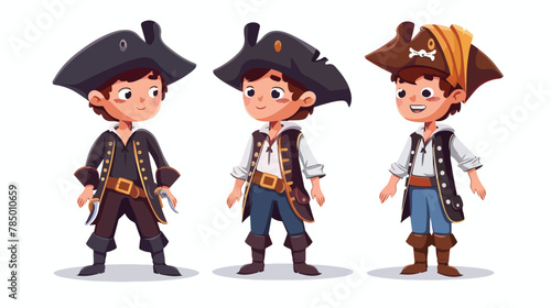 Cute boy pirate cartoon the boy wearing pirate costume
