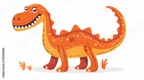 Cute bright dinosaur smiles. Ancient animal in cartoo