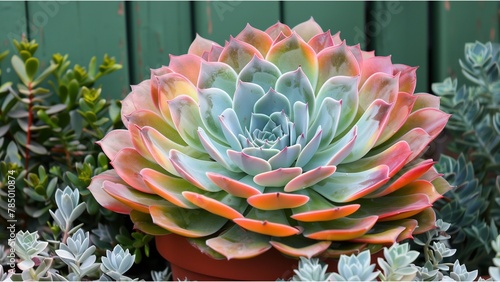 Wallpaper Mural a succulent plant with plump, rounded leaves that have a gradient of colors ranging from green to red Torontodigital.ca