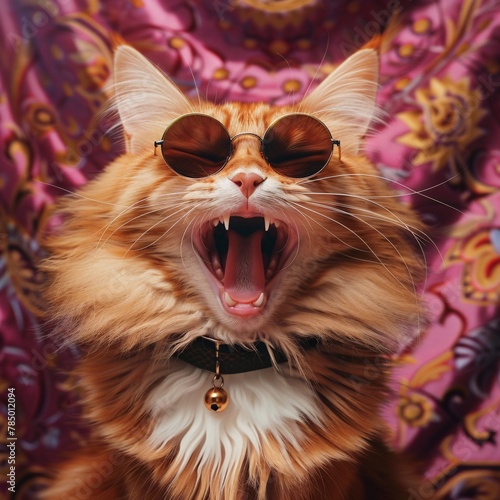 red Maine Coon cat in sunglasses © Spyrydon