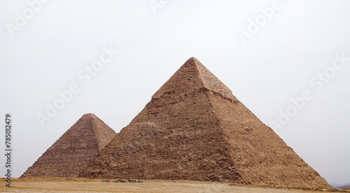 The Great Pyramid and Pyramid of Khefre at the Giza Pyramid Complex in Giza  Egypt