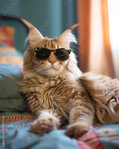 Maine Coon cat in sunglasses