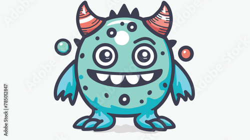 Cute cartoon monster on white background.Icon monster