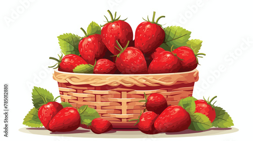 Basket of strawberries isolated on white background.