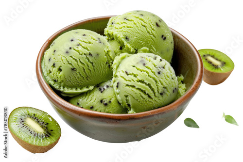 Bowl Filled With Green Ice Cream Next to Sliced Kiwi © Cool Free Games