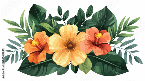 Beautiful flower and leafs garden icon vector illustr
