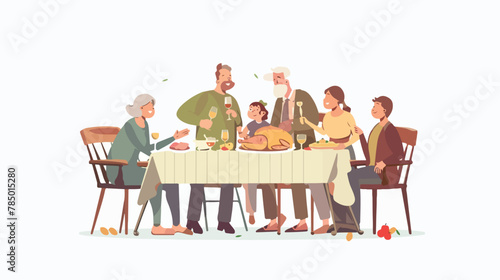 Big happy family dining together celebrating 