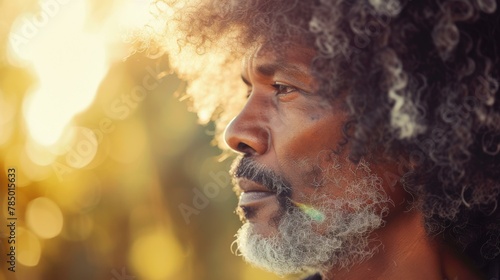 A man with curly hair and a beard. Generative AI. photo