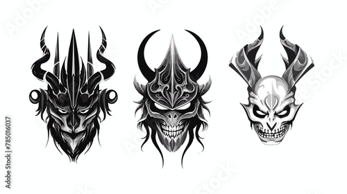 Black tattoos Samurai mask Oni Devil Japanese