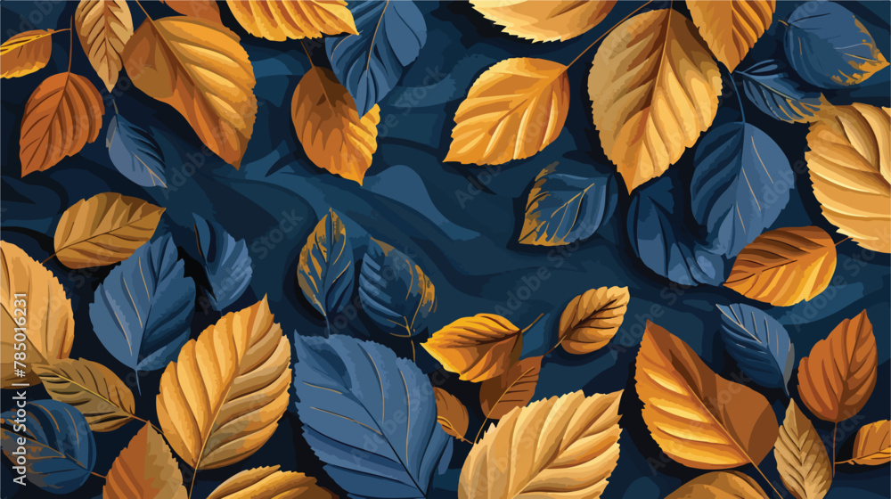 Blue and gold tree leaves design. Great for wall art