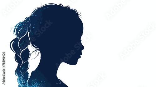 Blue shading silhouette of faceless head of little girl