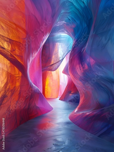 Ethereal Passage Through a Chromatic Dreamscape Futuristic 3D Render of a Vibrant Surreal Digital Landscape