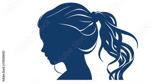 Blue shading silhouette of faceless head of little girl