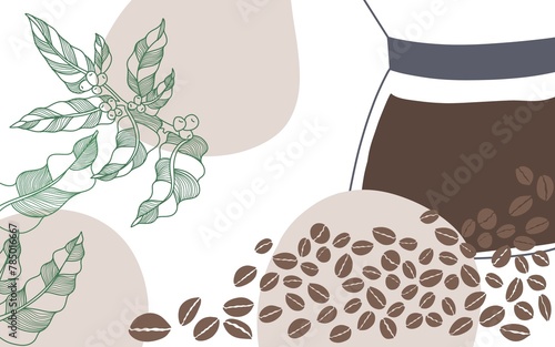 coffee leaves and cafe image