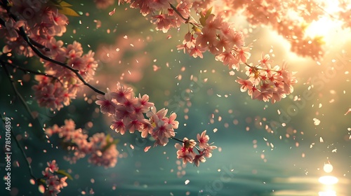Delicate Cherry Blossoms Adorn Serene Japanese Garden in Kyoto During Hanami Festival