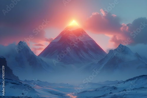 Mystical Peaks: Geometry Meets Horizon. Concept Mountain Photography, Abstract Landscapes, Natural Formations