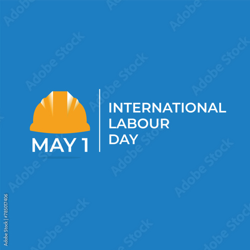 Simple Minimal International labour Day Poster with Safety Helmet Illustration and Bold Typography