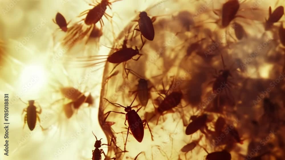 Vidéo Stock A visual of a human head with lice or crabs as seen under a ...