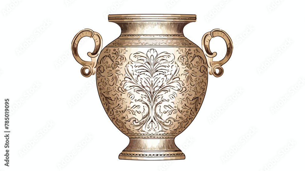 Bronze vase vintage engraved illustration. Vector