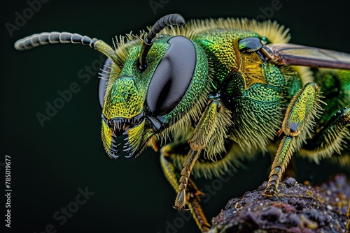 Mystic portrait of Sweat Bee in studio, beside view, full body shot, Close-up View,  photo